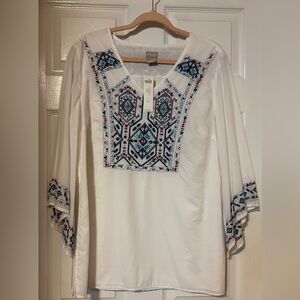 White Embroidered Women's Top